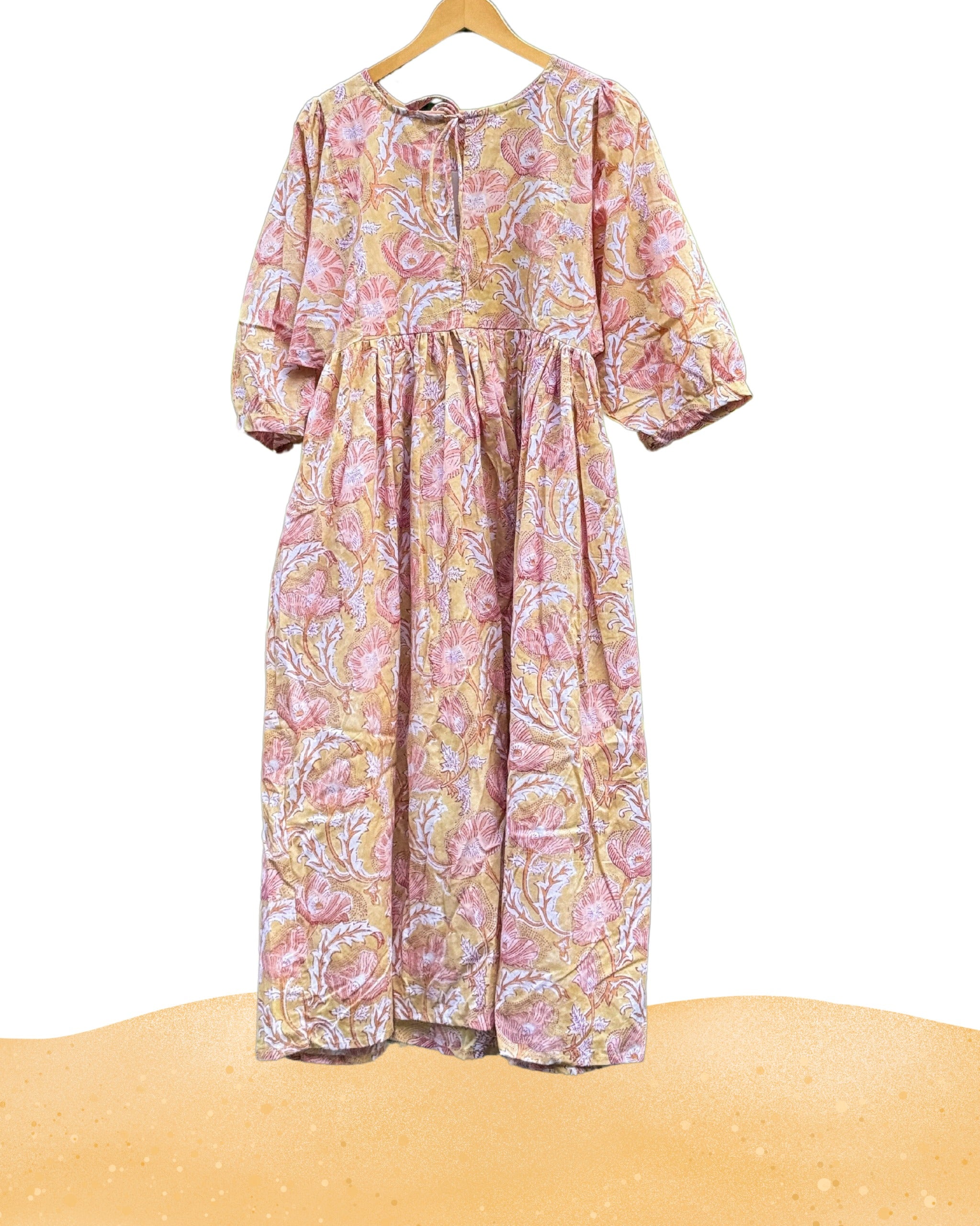 Rosé Dawn Block Print Midi Dress