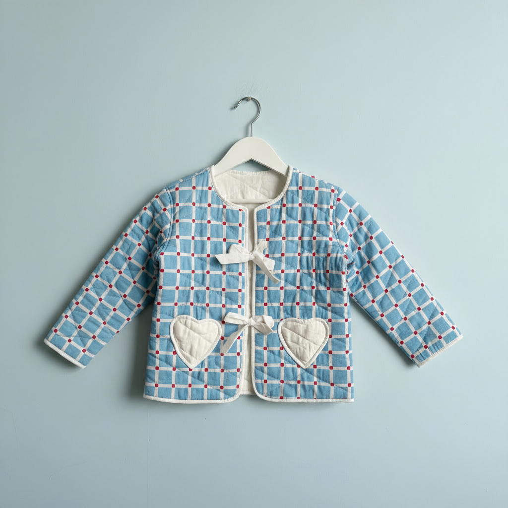 Blue Checkers Quilted Kids Jacket