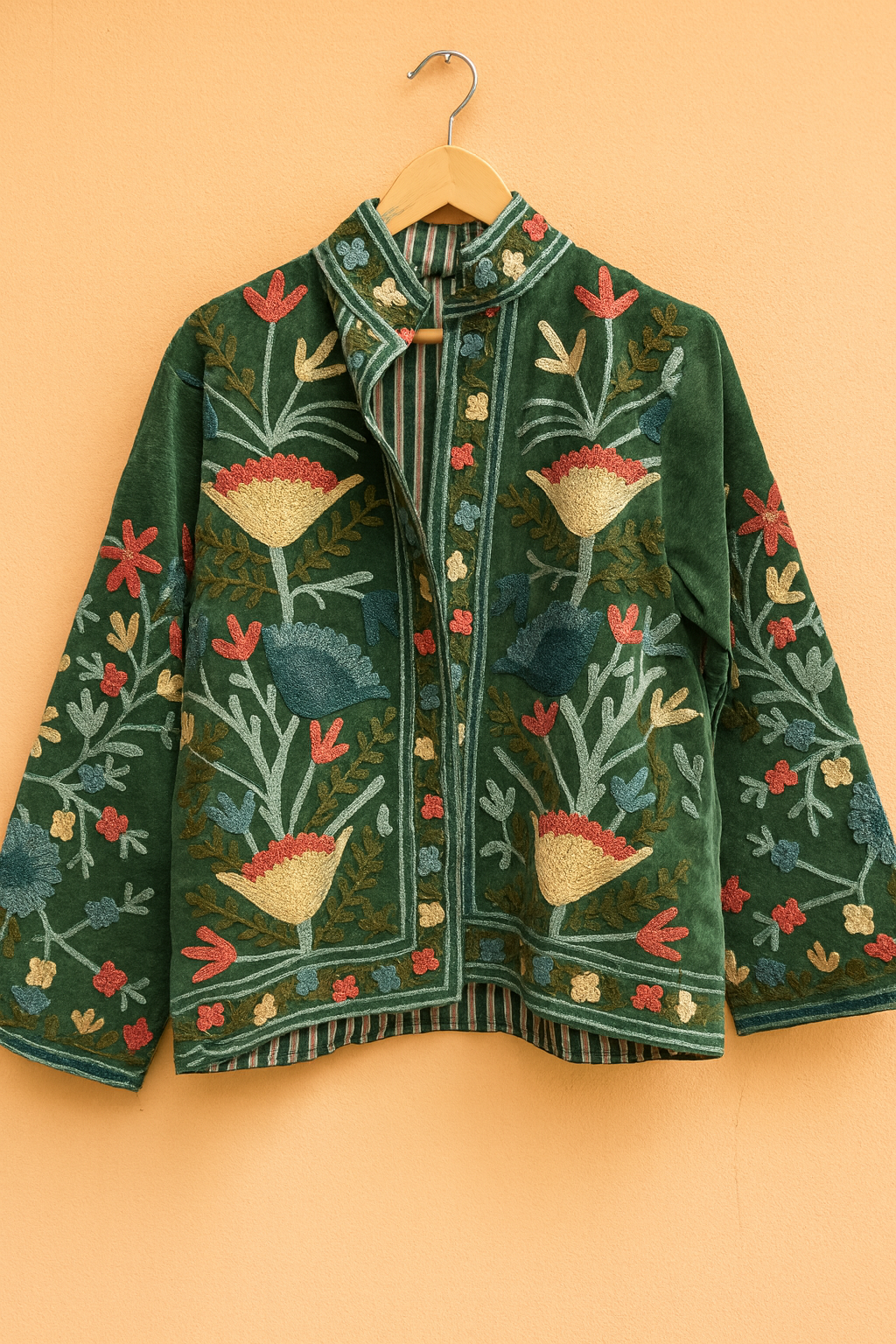 Emerald Garden Embroidered  Jacket – Free Size