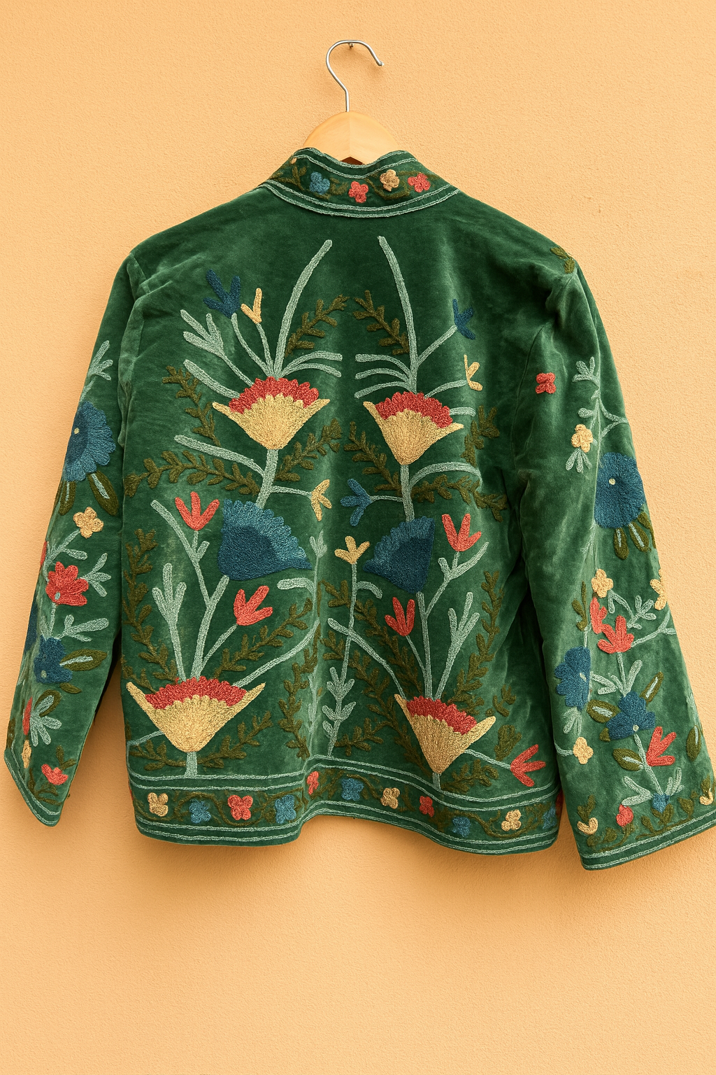 Emerald Garden Embroidered  Jacket – Free Size