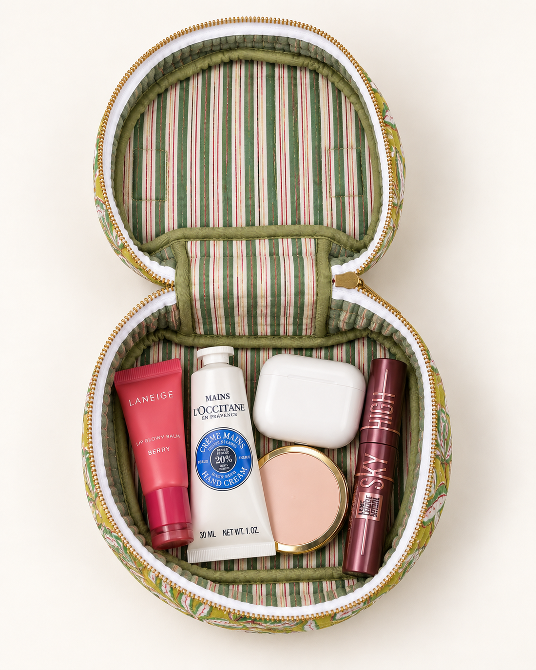 Meadow Bloom – Hand Block Printed Quilted Toiletry Bag