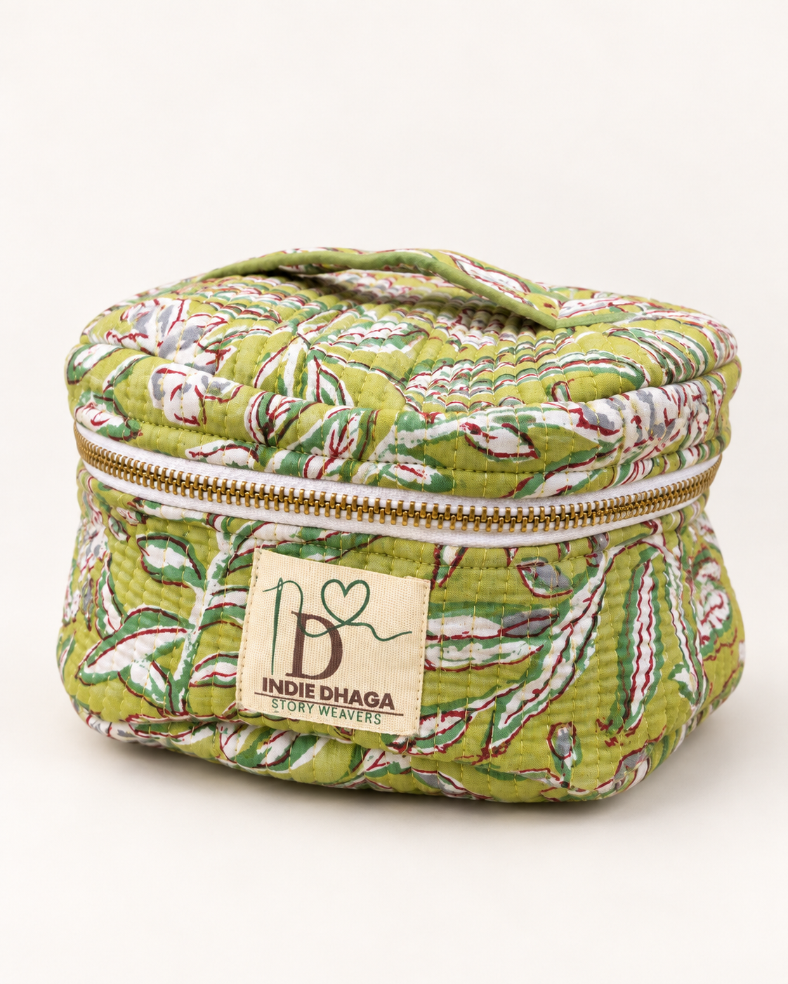 Meadow Bloom – Hand Block Printed Quilted Toiletry Bag