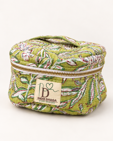 Meadow Bloom – Hand Block Printed Quilted Toiletry Bag