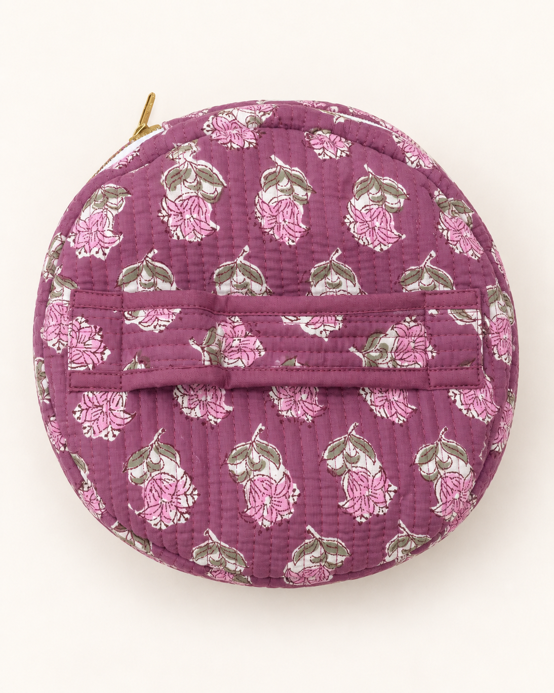 Mulberry Bloom – Hand Block Printed Quilted Toiletry Bag