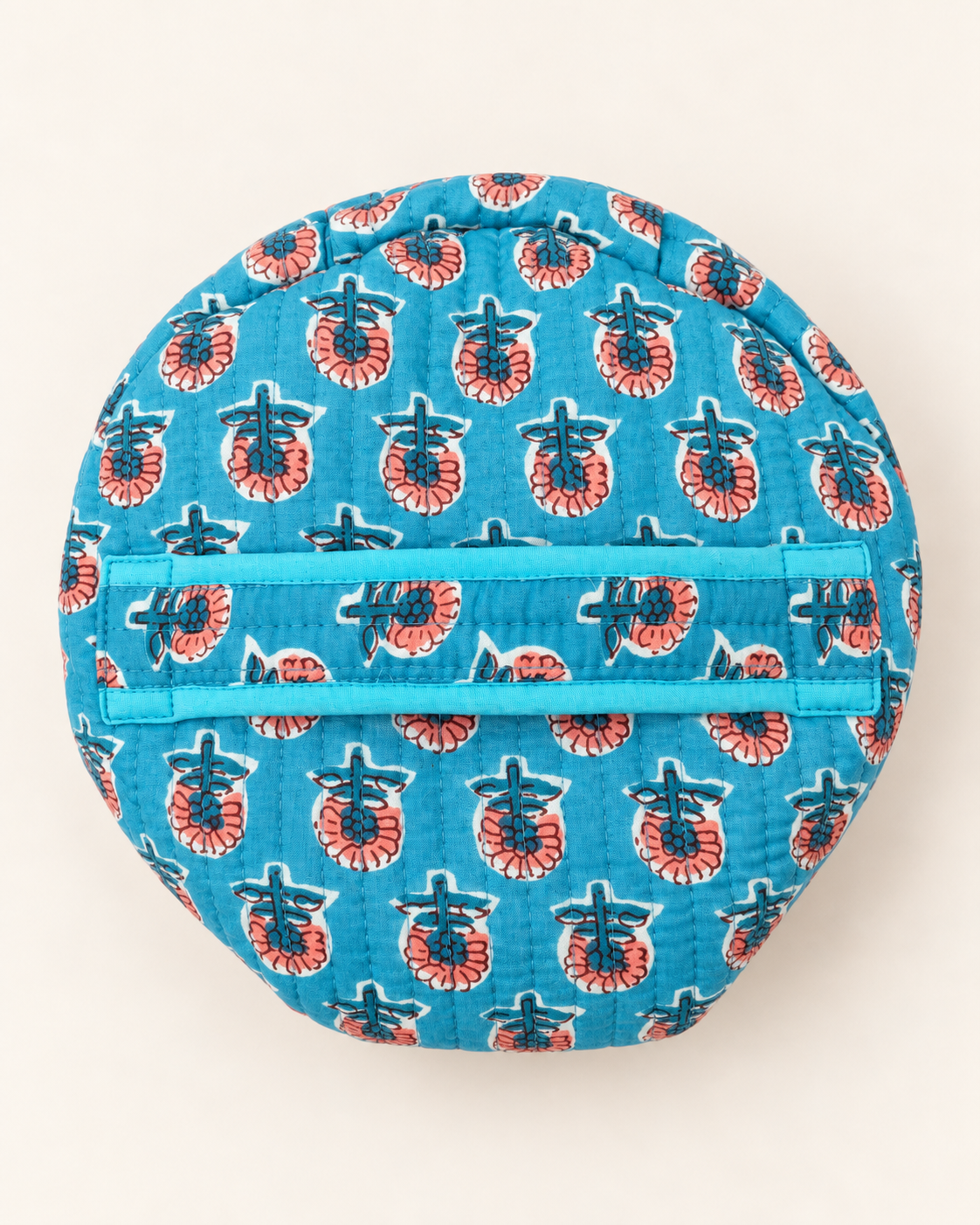 Azure Bloom – Hand Block Printed Quilted Toiletry Bag