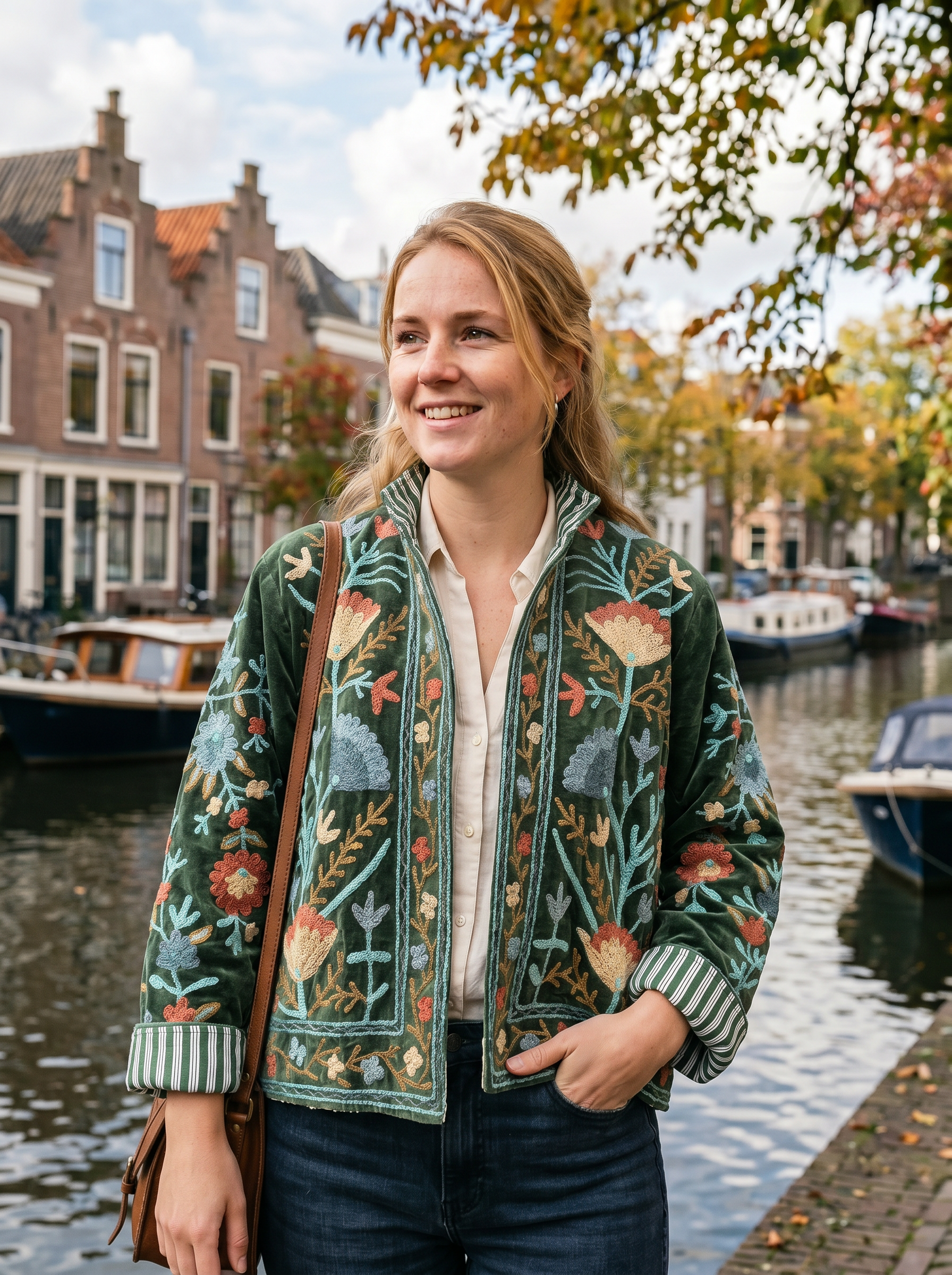 Emerald Garden Embroidered  Jacket – Free Size