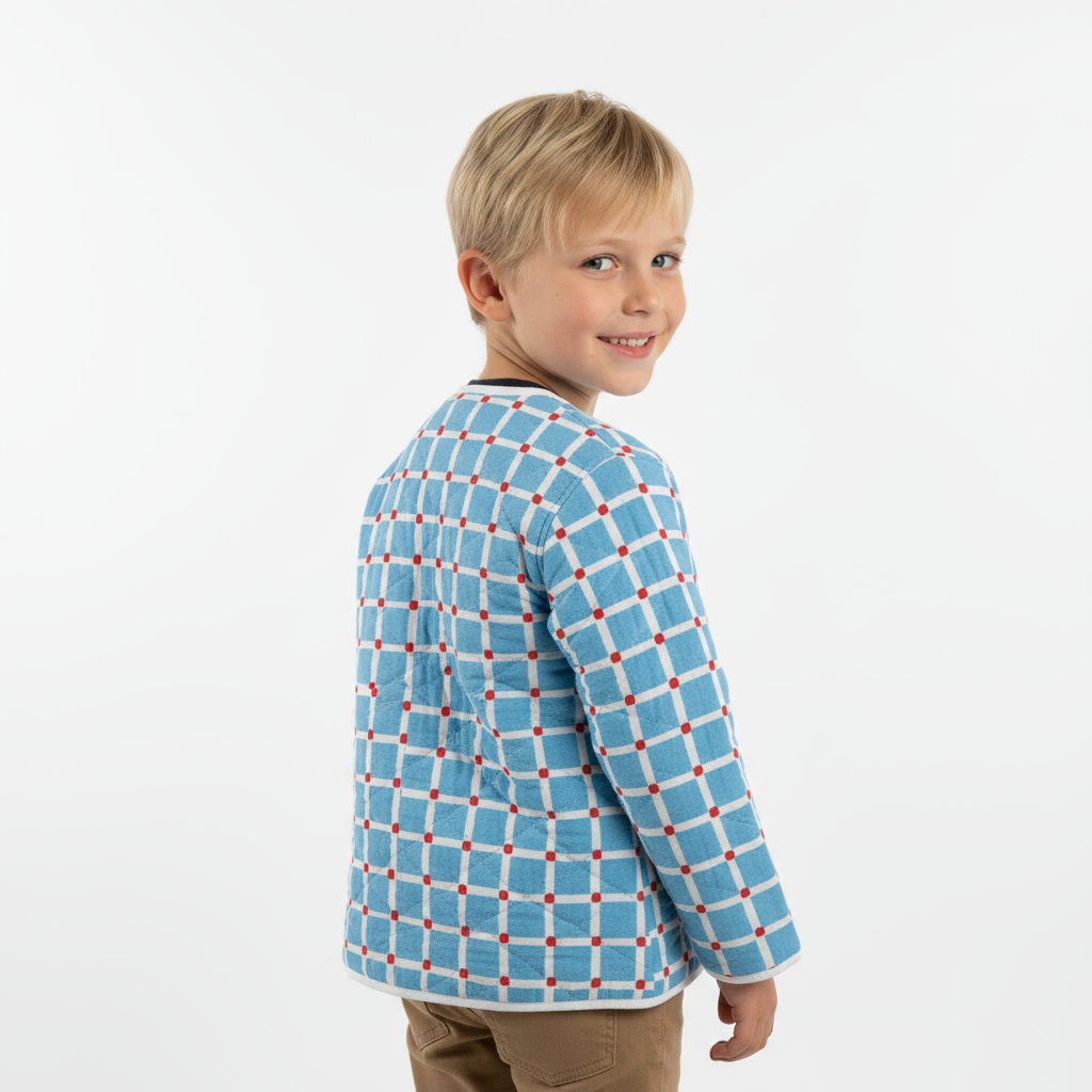 Blue Checkers Quilted Kids Jacket