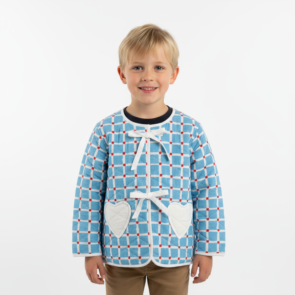 Blue Checkers Quilted Kids Jacket