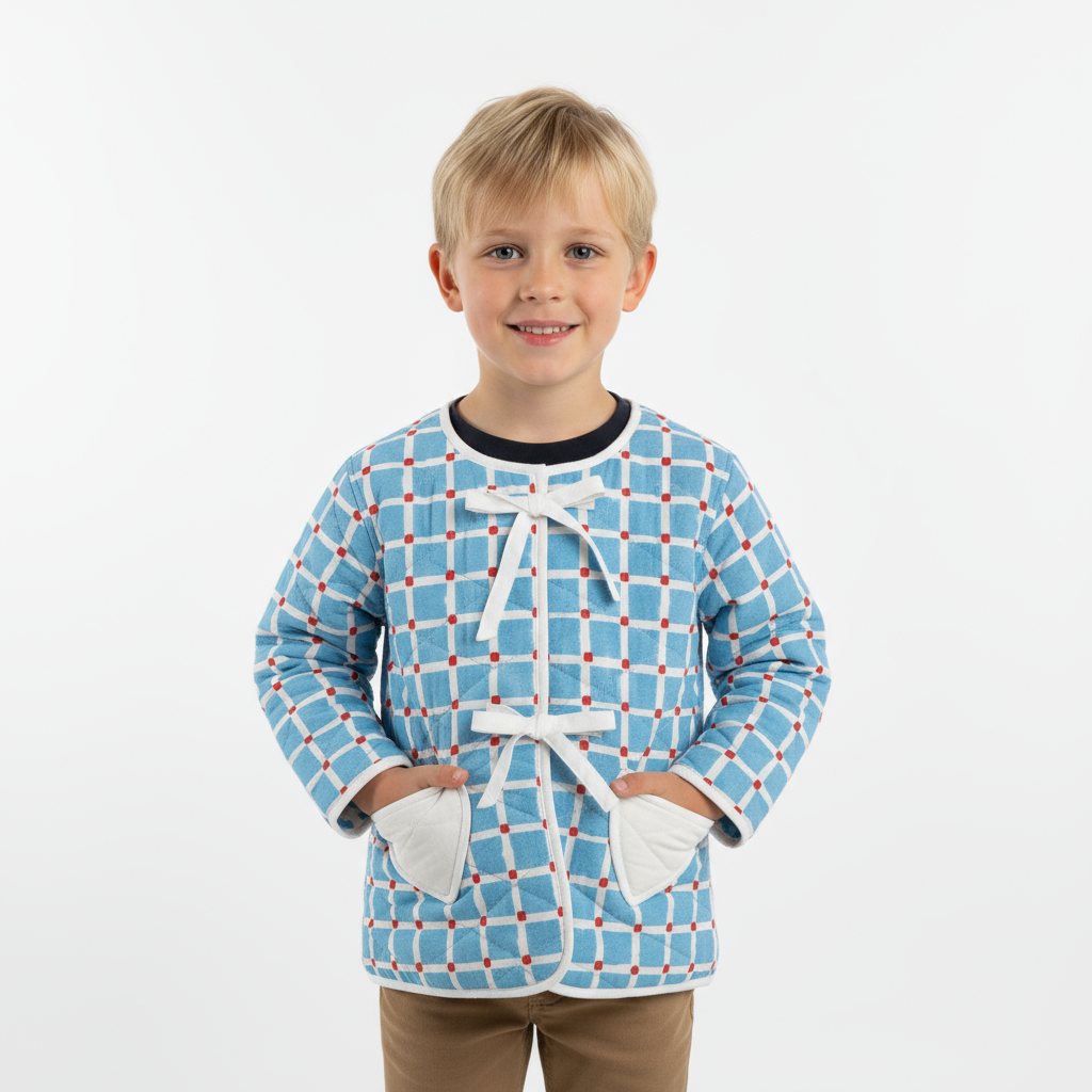 Blue Checkers Quilted Kids Jacket