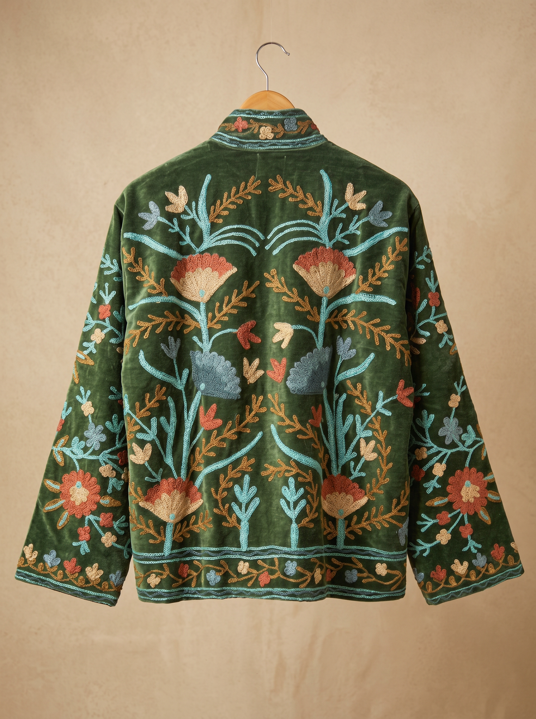 Emerald Garden Embroidered  Jacket – Free Size