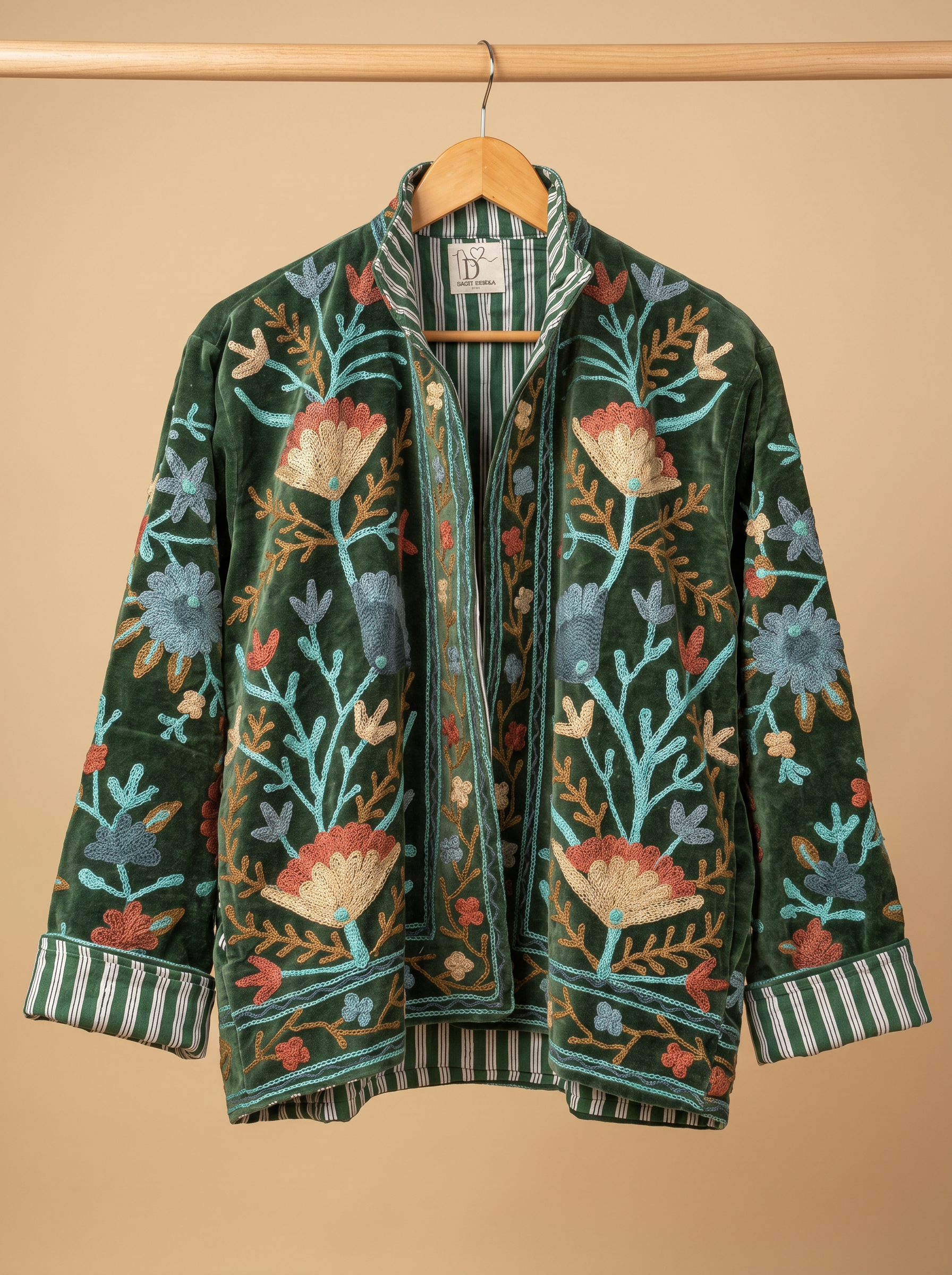Emerald Garden Embroidered  Jacket – Free Size