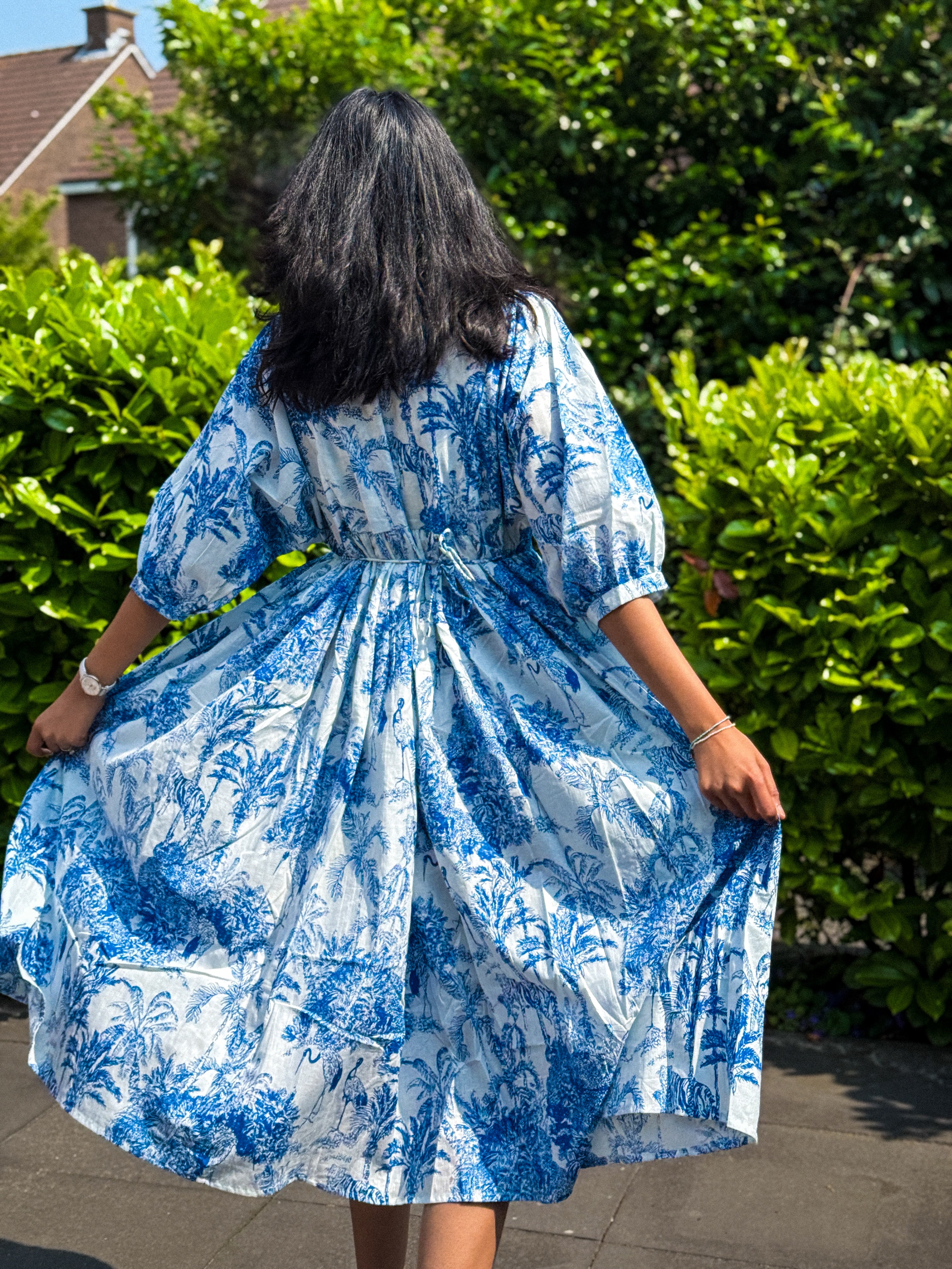 Blue Serenade Cotton Midi Dress