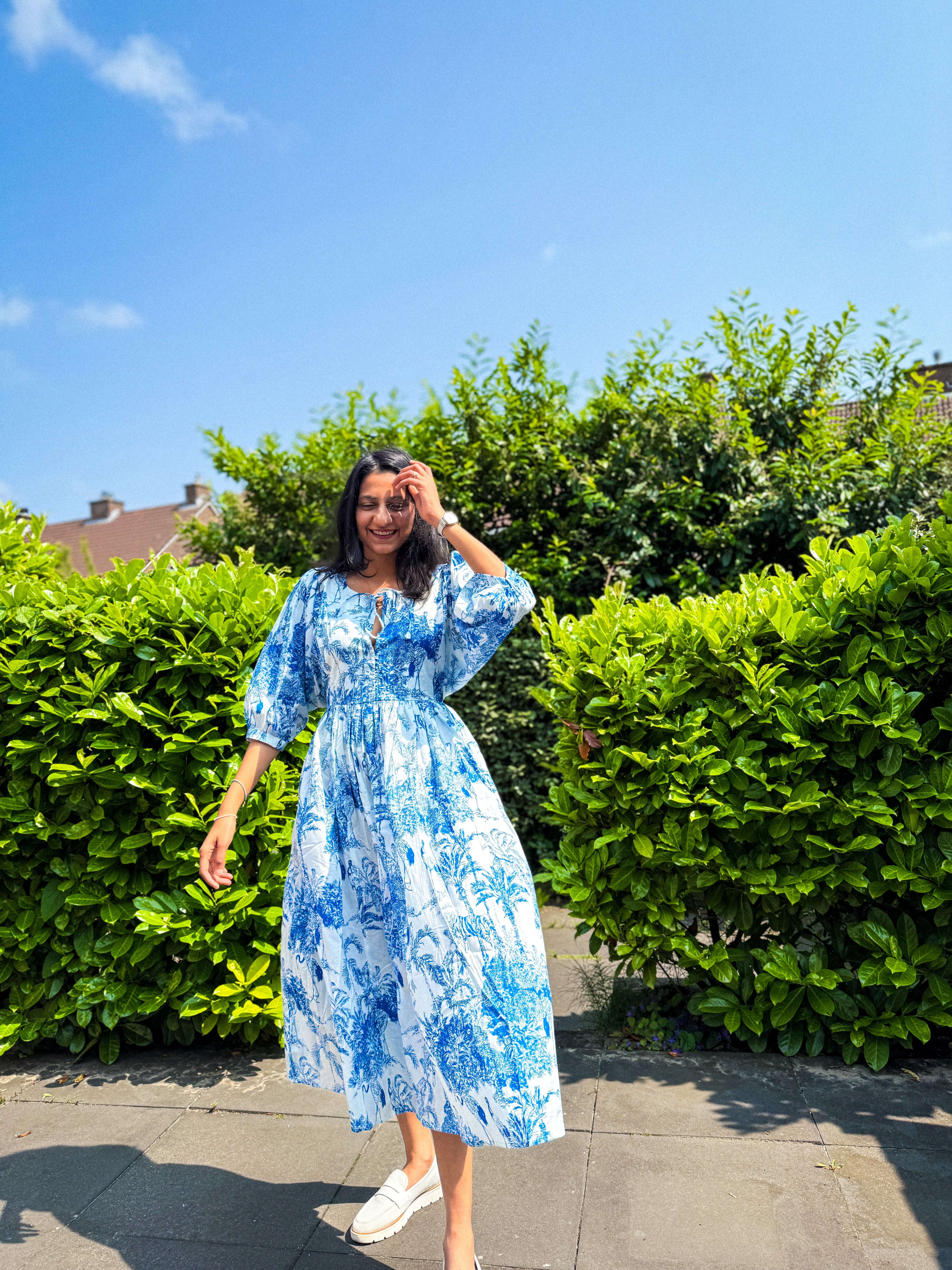 Blue Serenade Cotton Midi Dress