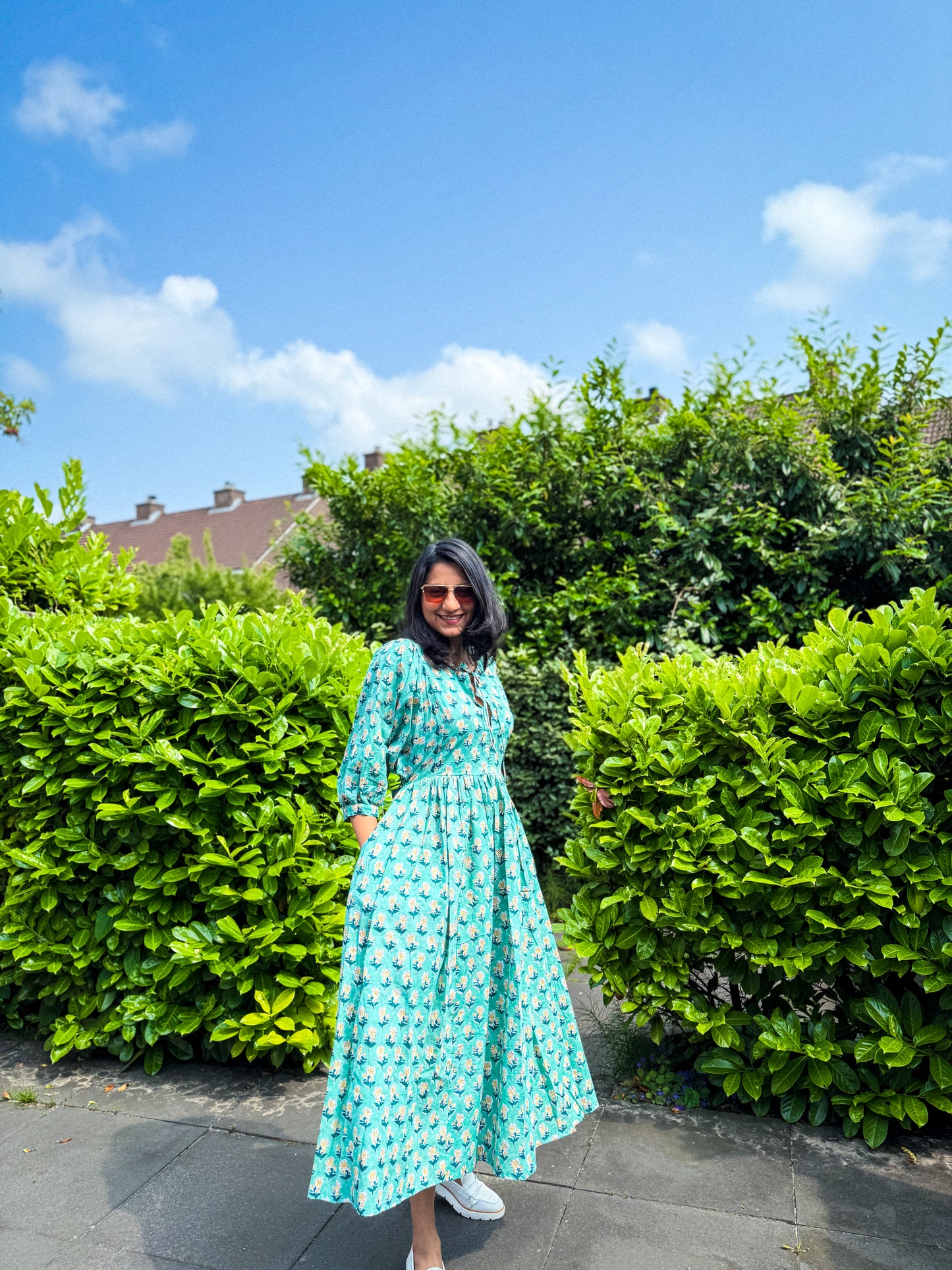 Goa Collection - Palm Green Hand block Dress