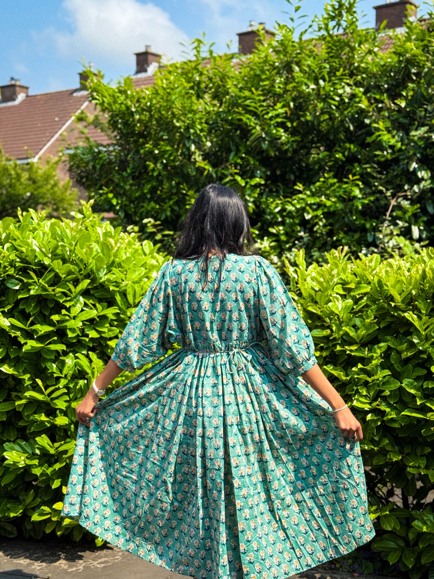 Goa Collection - Palm Green Hand block Dress