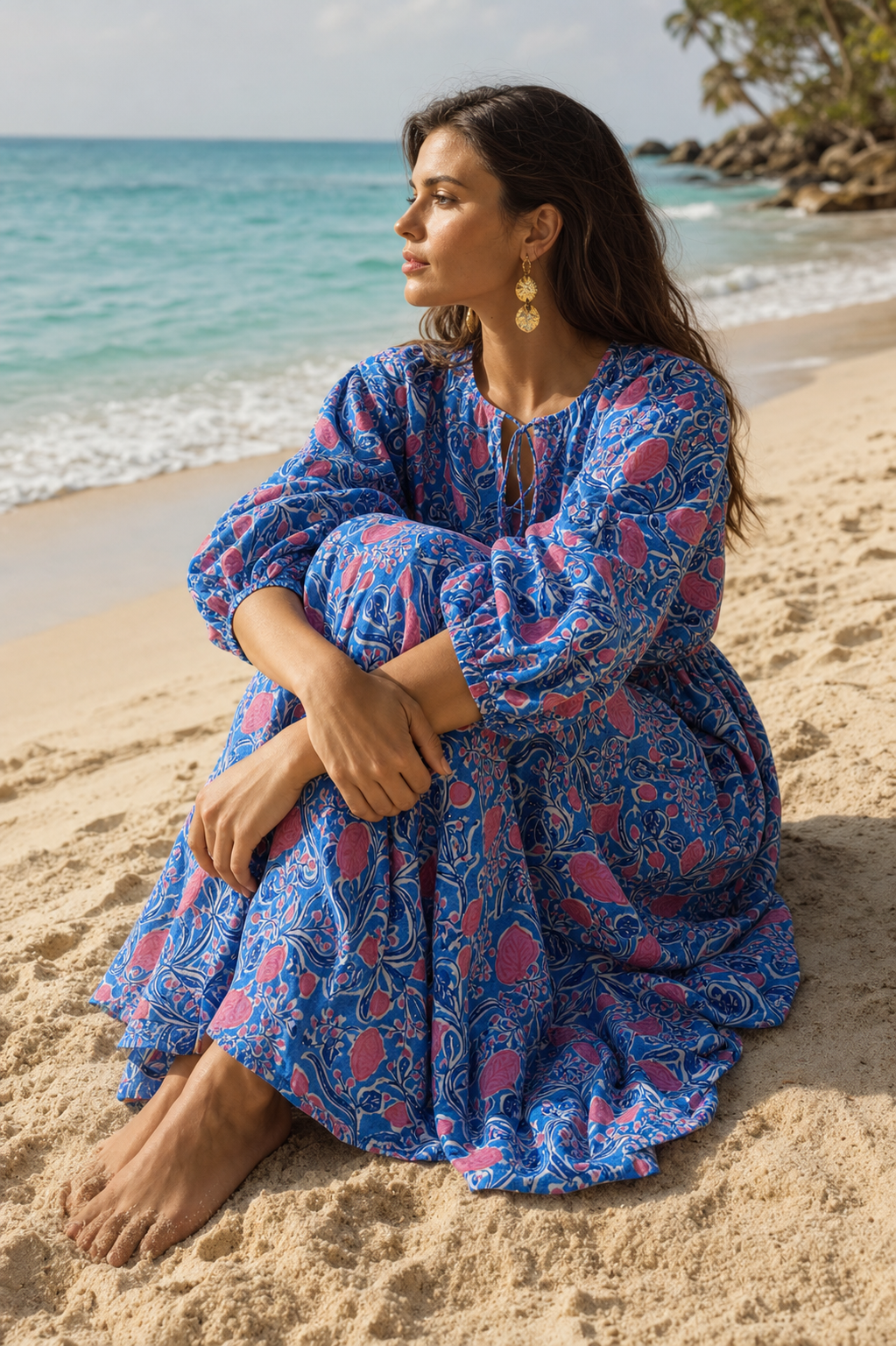 Indigo Rose Midi Dress