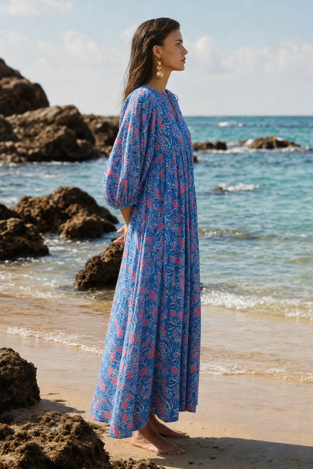 Indigo Rose Midi Dress