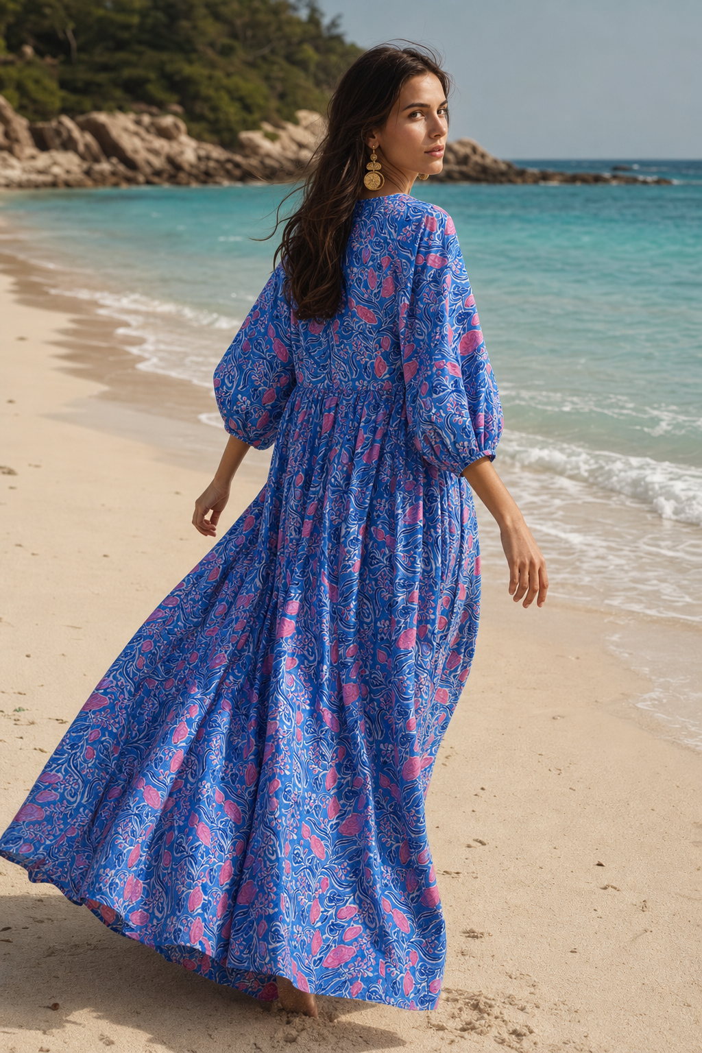 Indigo Rose Midi Dress