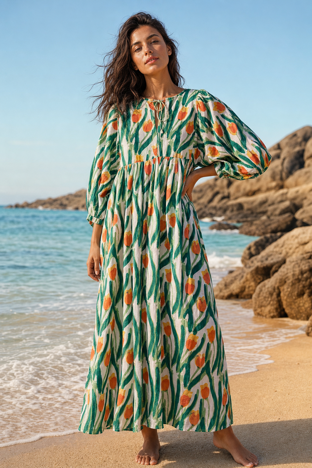 Oranje Tulp Midi Dress