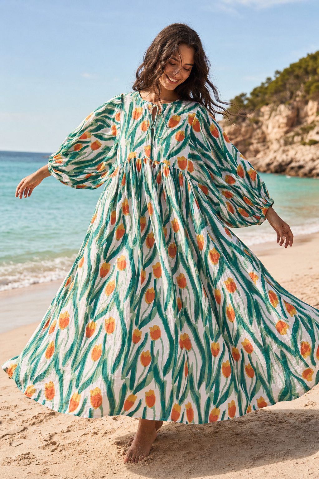 Oranje Tulp Midi Dress