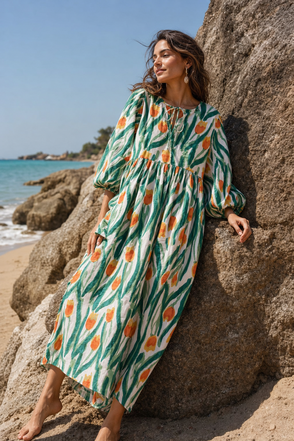 Oranje Tulp Midi Dress