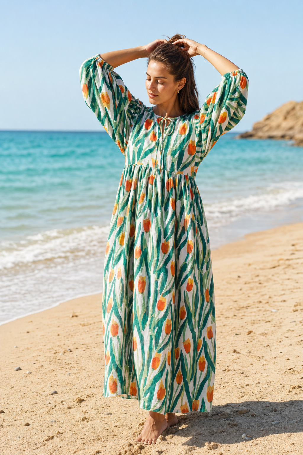 Oranje Tulp Midi Dress
