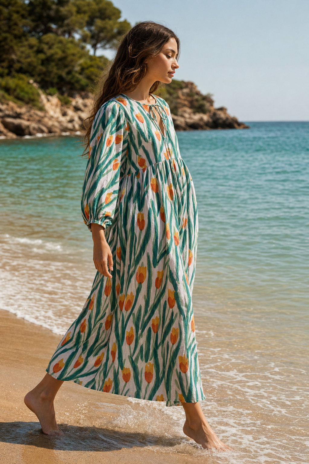 Oranje Tulp Midi Dress