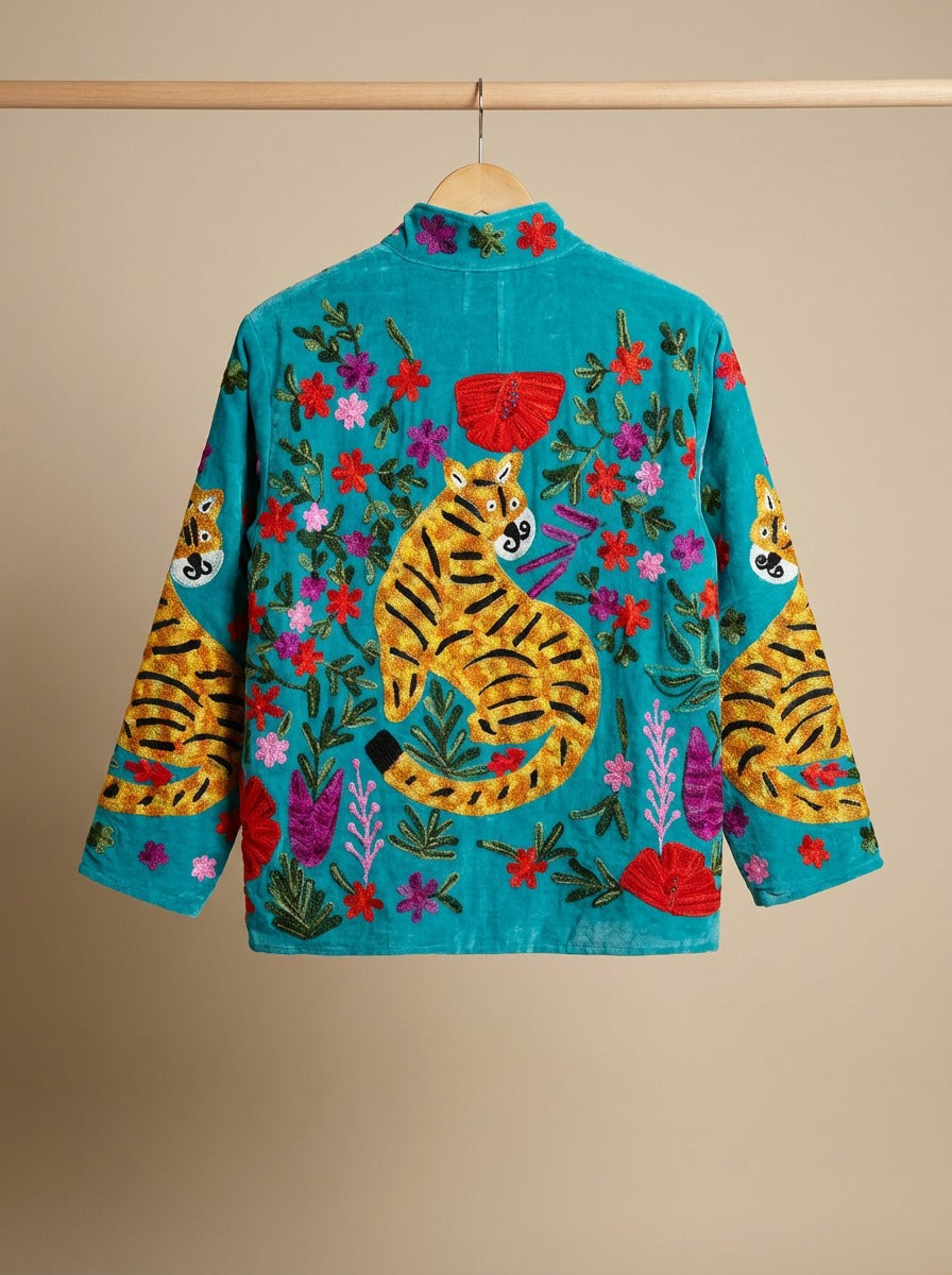 Blooming Tiger Sujani Jacket - Turquoise