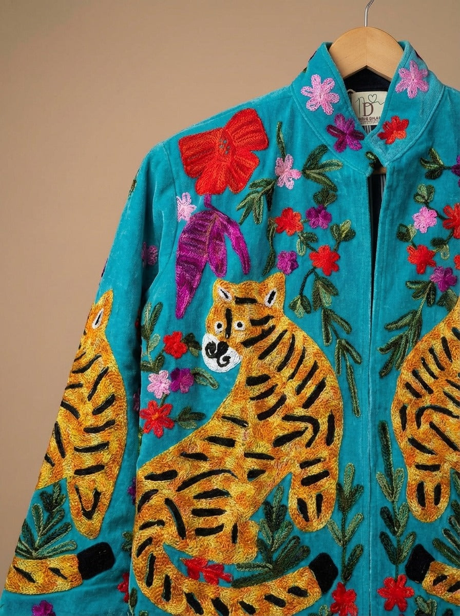 Blooming Tiger Sujani Jacket - Turquoise