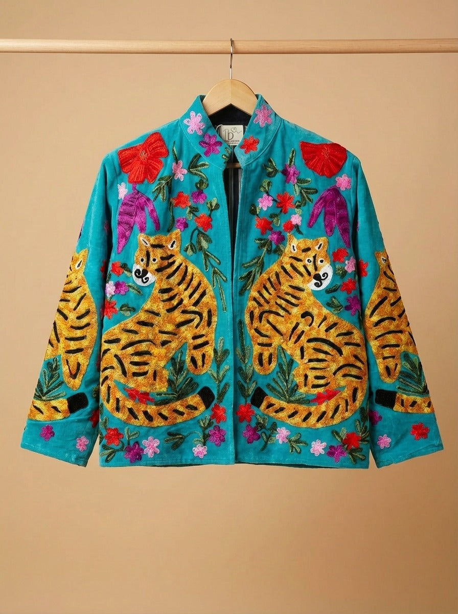 Blooming Tiger Sujani Jacket - Turquoise
