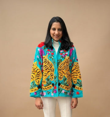 Blooming Tiger Sujani Jacket - Turquoise