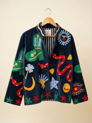 Wandering Moon Sujani Jacket - Navy Blue