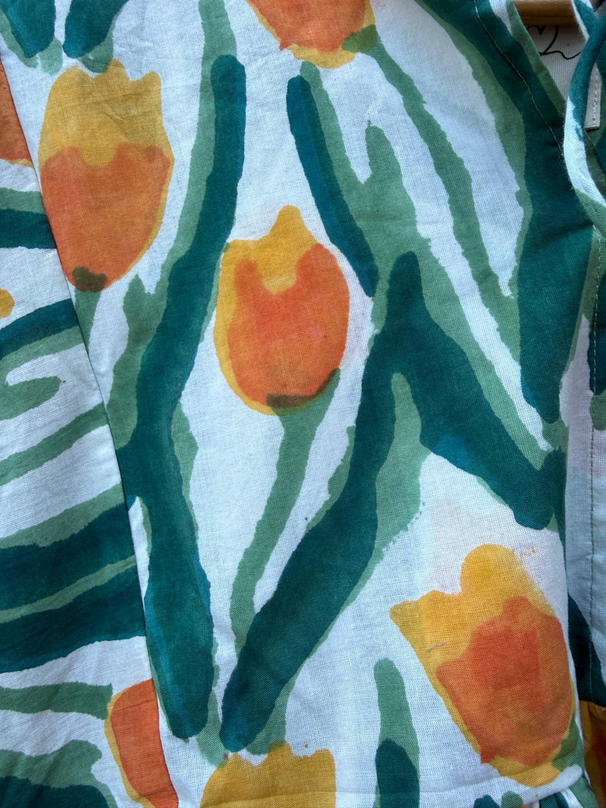 Oranje Tulp Midi Dress