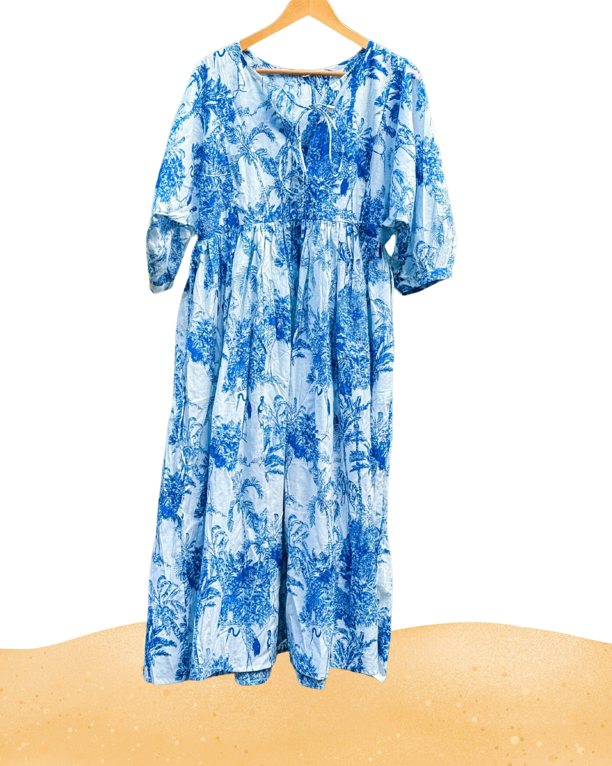 Blue Serenade Cotton Midi Dress