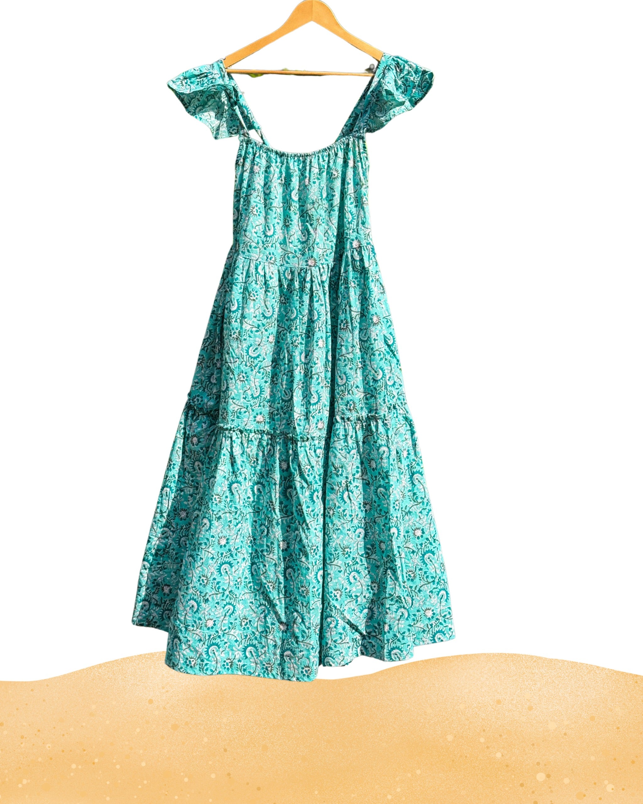 Ocean Bloom Ruffle Strap Cotton Dress