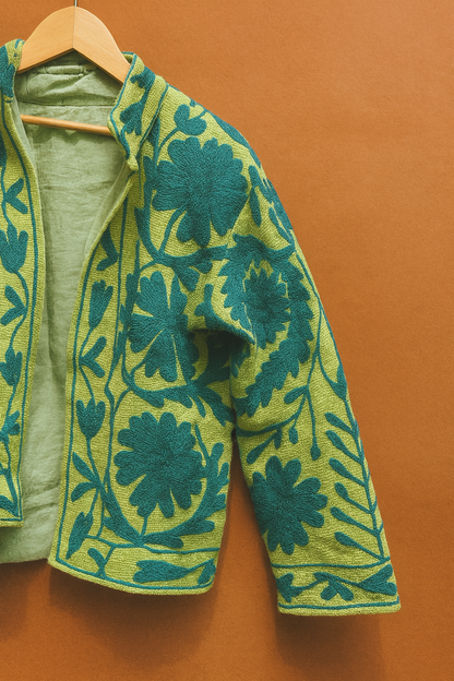 🌿 Meadow Leaf Sujani Jacket